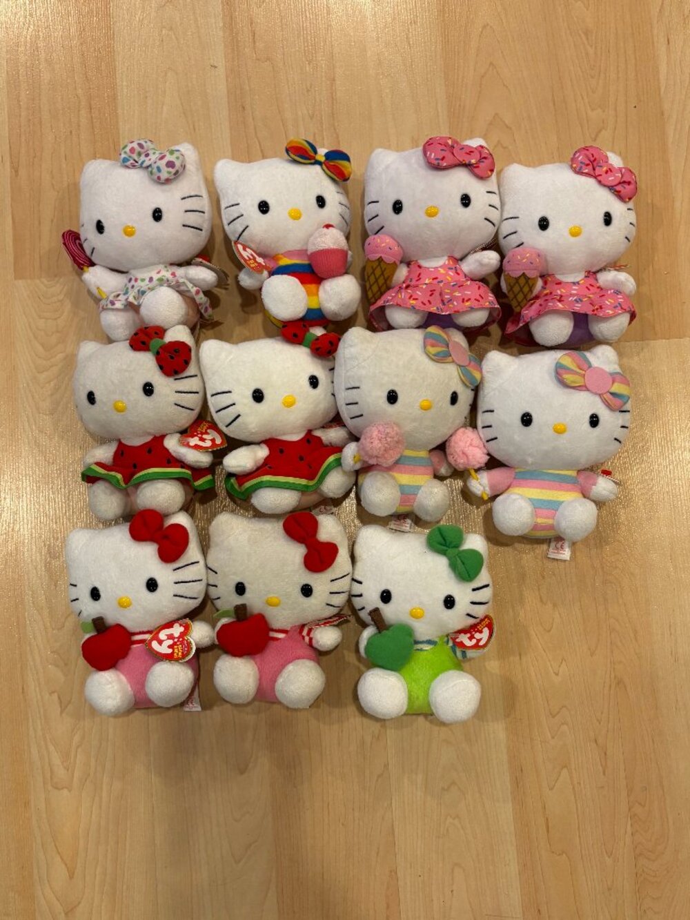 Ty Hello Kitty Fruit Candy Ice Cream Beanie Babies Plush Collection Set of 11